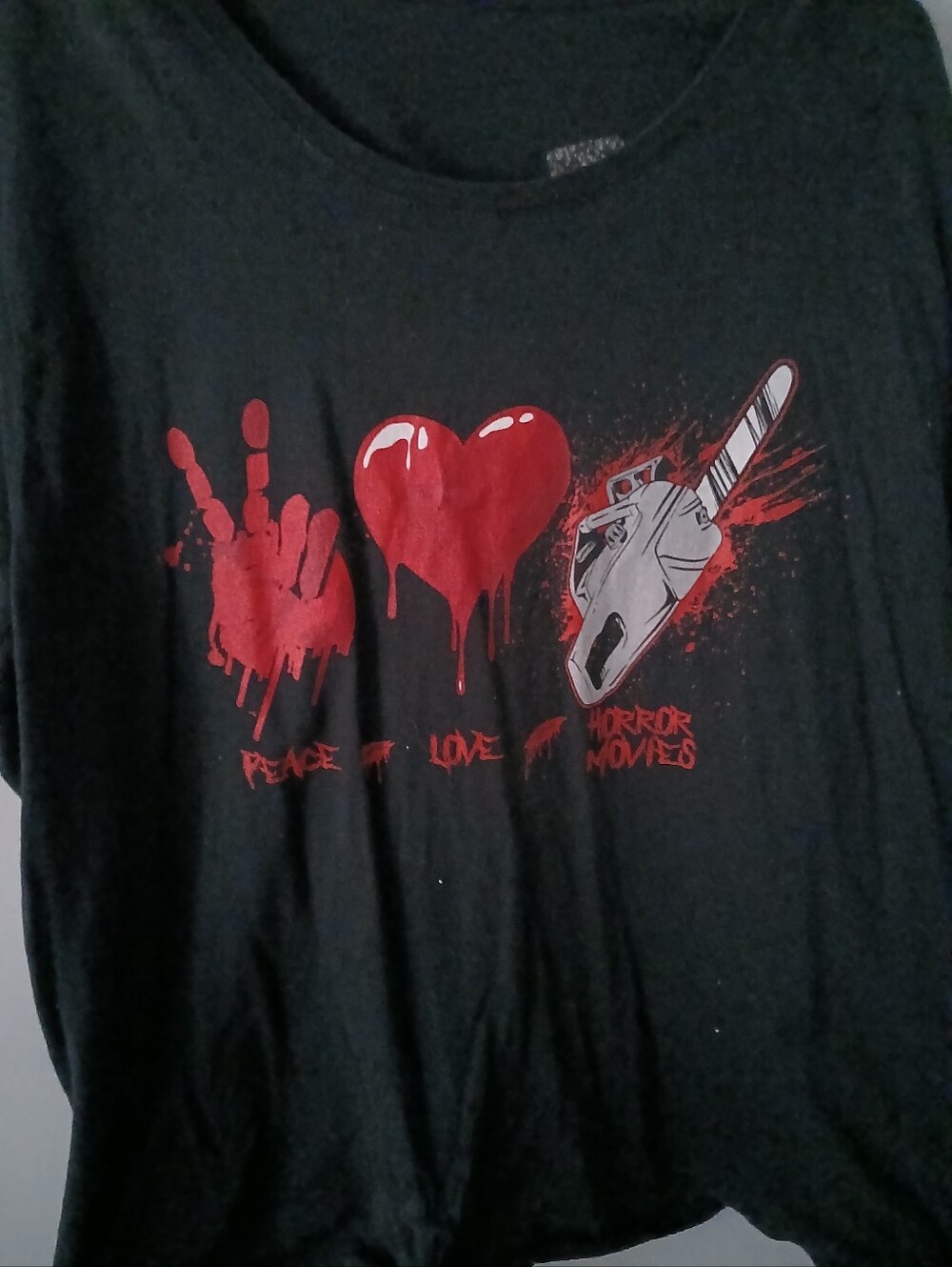 Peace Love Horror Movies Kids Graphic Tee - Black